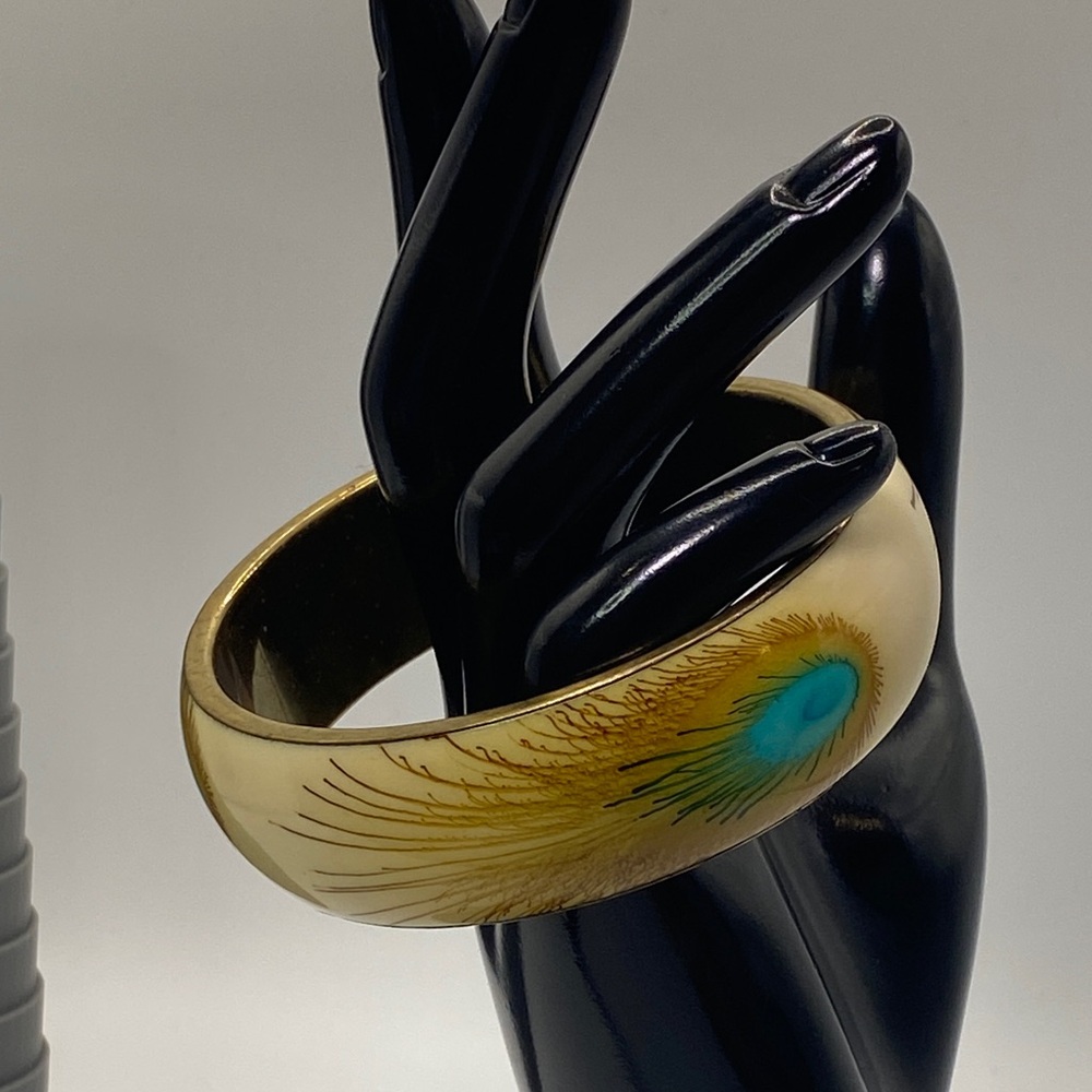 Peacock Feather Bangle Bracelet - image 5